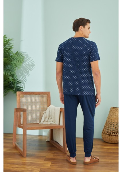 Erkek Kısa Kol Lacivert Pijama Takım C9T7N49