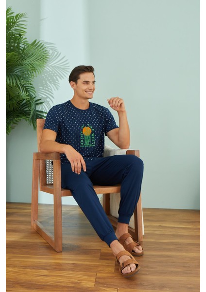 Erkek Kısa Kol Lacivert Pijama Takım C9T7N49