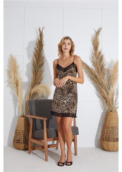 Kadın İnce Askılı Leopar Tunik C4T5N841 fiyatları