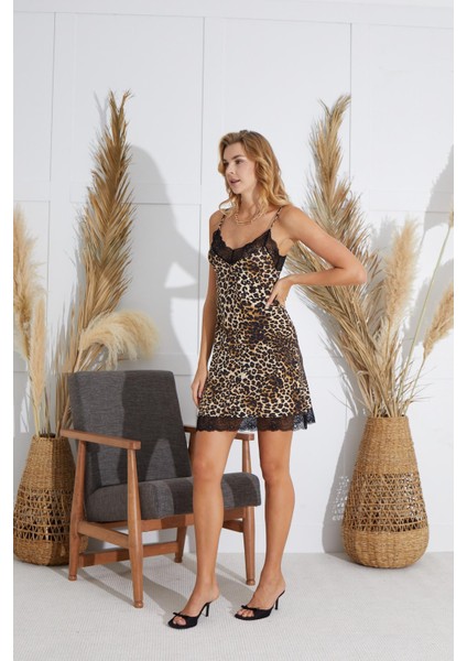 Kadın İnce Askılı Leopar Tunik C4T5N841 modelleri