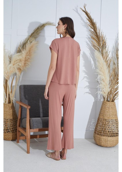 Kadın Kısa Kol Tarçın Pijama Takım C1T5N851