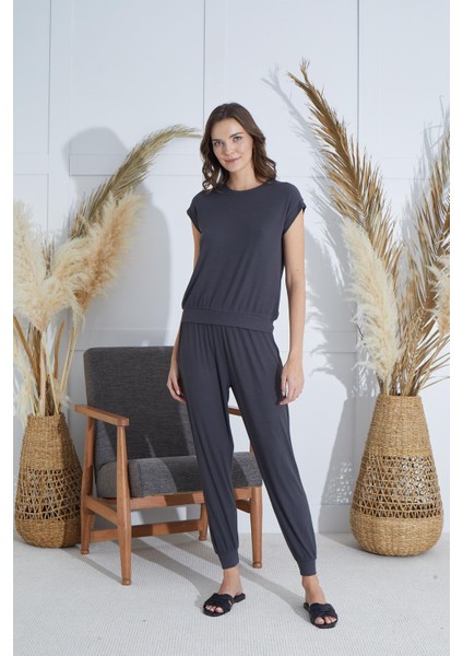 Kadın Kısa Kol Antrasit Pijama Takım C7T0N951 fiyatları