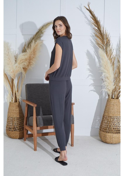 Kadın Kısa Kol Antrasit Pijama Takım C7T0N951 modelleri