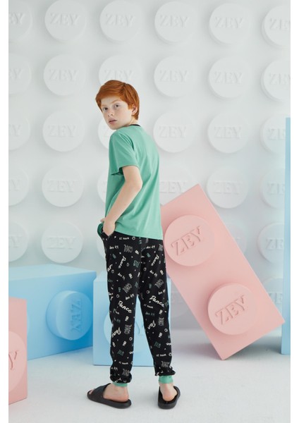 Erkek Çocuk Kısa Kol Yeşil Pijama Takım C3T5N68