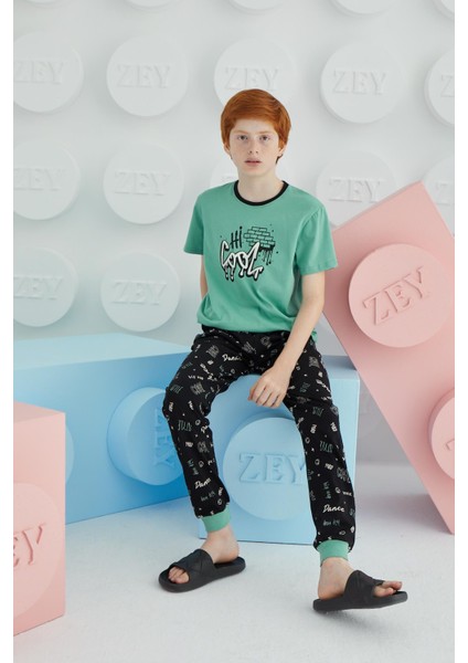 Erkek Çocuk Kısa Kol Yeşil Pijama Takım C3T5N68