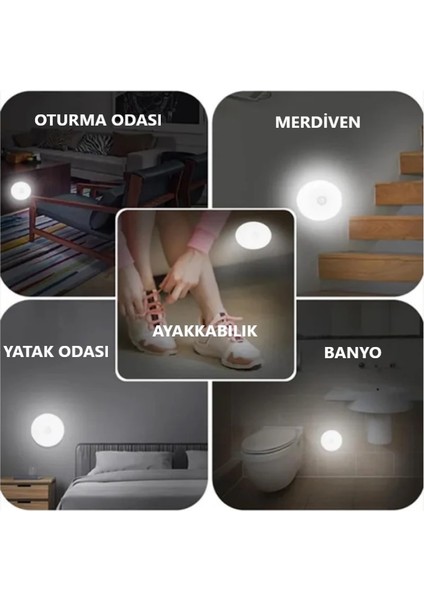 7 Adet Harekete Duyarlı Sensörlü Sarjlı Mıknatıslı Gün Işık LED Mutfak, Banyo, Yatak Odası LED Işık Cabinet Aydınlatma Kabinet