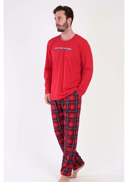 Erkek Uzun Kol Kırmızı Pijama Takım C3T0N5O025