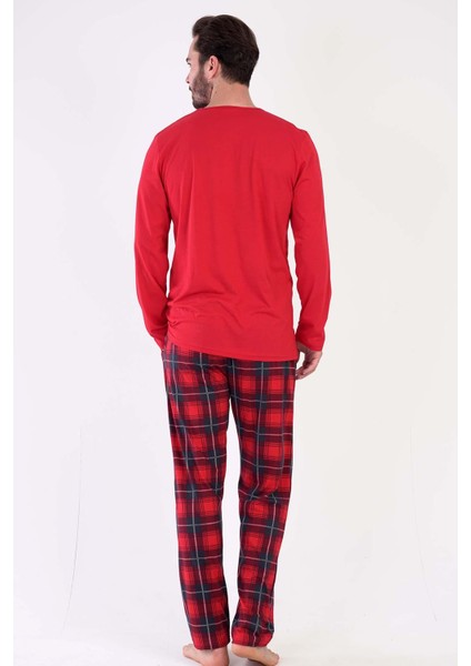 Erkek Uzun Kol Kırmızı Pijama Takım C3T0N5O025