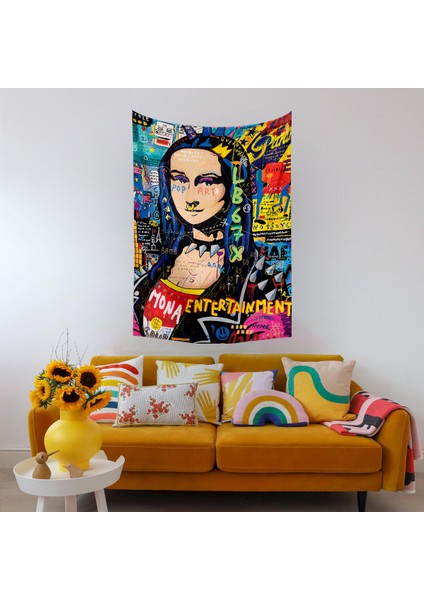 Pop Art Leonardo Da Vinci Mona Lisa Grafiti Duvar Örtüsü Halısı