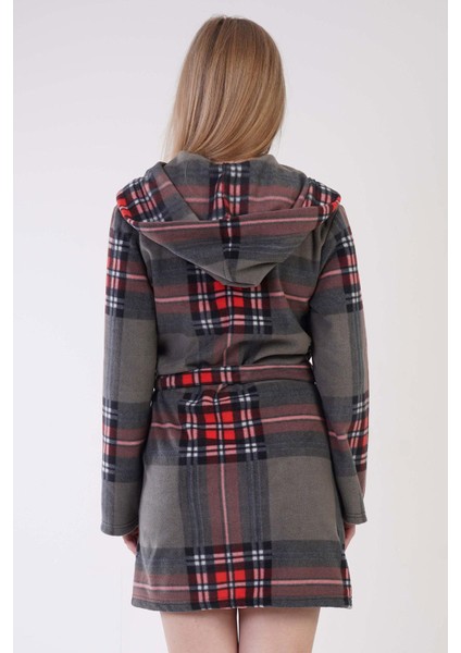 Kadın Polar Kapüşonlu Kısa Antrasit Sabahlık C3T1N0O091 fırsatları