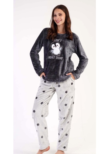 Kadın Welsoft Uzun Kol Füme Pijama Takımı C3T0N4O065