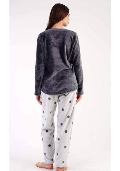 Kadın Welsoft Uzun Kol Füme Pijama Takımı C3T0N4O065
