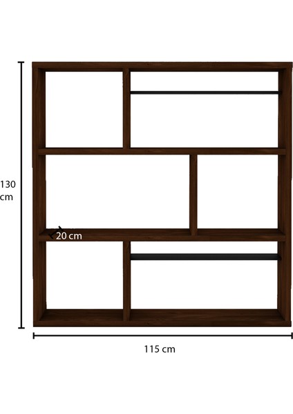 Woodwork Antalya Masif Ağaç Ceviz Renk 130X115 Kitaplık