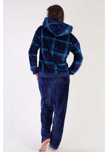 Kadın Welsoft Kapüşonlu Uzun Kol İndigo Pijama Takımı C3T0N3O088 fırsatları