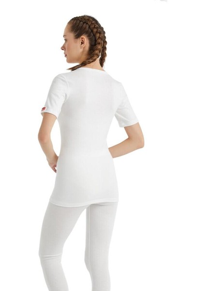 V Yaka Kısa Kol Unisex Beyaz Termal Içlik C3T6N2O1