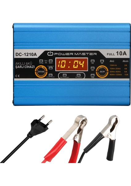 DC-1210A 12-24 Volt Max 10 Amper Digital Ekranlı Akıllı Akü Şarj Cihazı