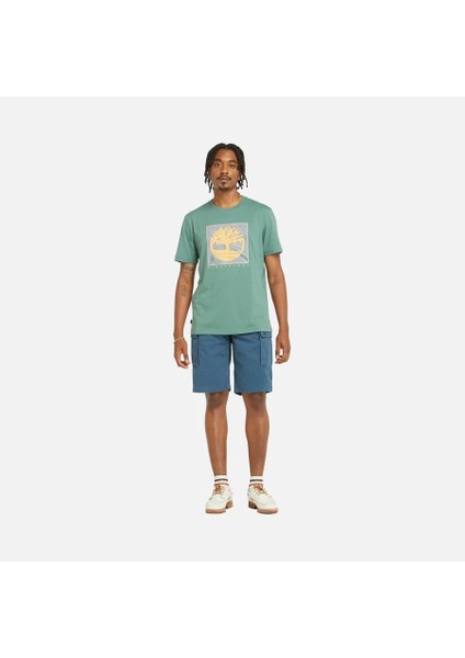 Front Graphic Erkek Turkuaz Yuvarlak Yaka Tişört fiyatları