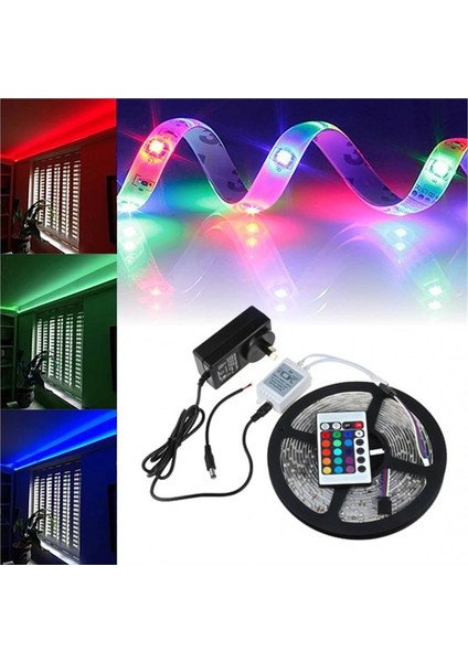 5 Metre Rgb Şerit LED Seti-Iç ve Dış Mekan Silikonlu-Tak Çalıştır