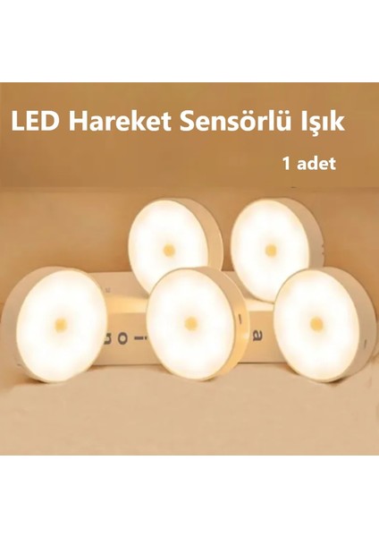 1 Adet Harekete Duyarlı Sensörlü Sarjlı Mıknatıslı Gün Işık LED Mutfak, Banyo, Yatak Odası LED Işık Cabinet Aydınlatma Kabinet