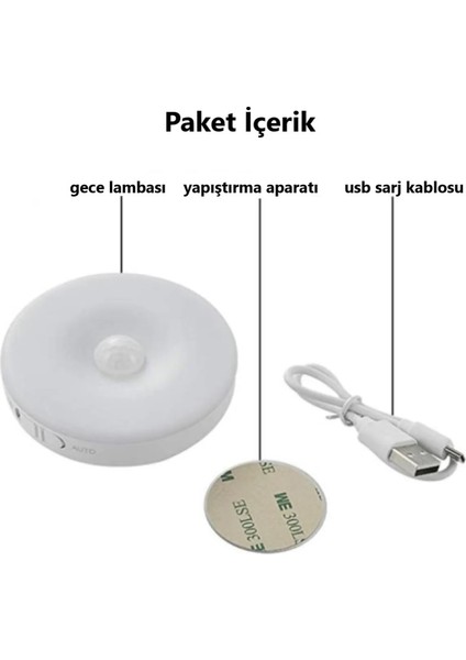 1 Adet Harekete Duyarlı Sensörlü Sarjlı Mıknatıslı Gün Işık LED Mutfak, Banyo, Yatak Odası LED Işık Cabinet Aydınlatma Kabinet