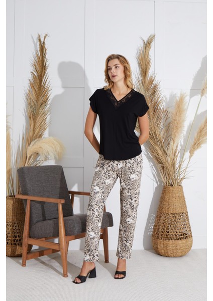 Kadın Kısa Kol Siyah Pijama Takım C7T9N551