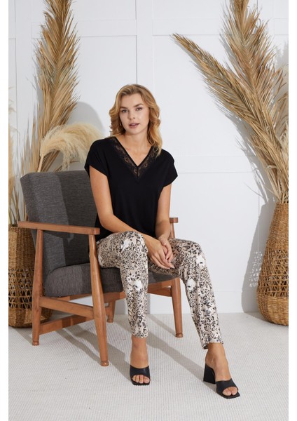 Kadın Kısa Kol Siyah Pijama Takım C7T9N551 modelleri