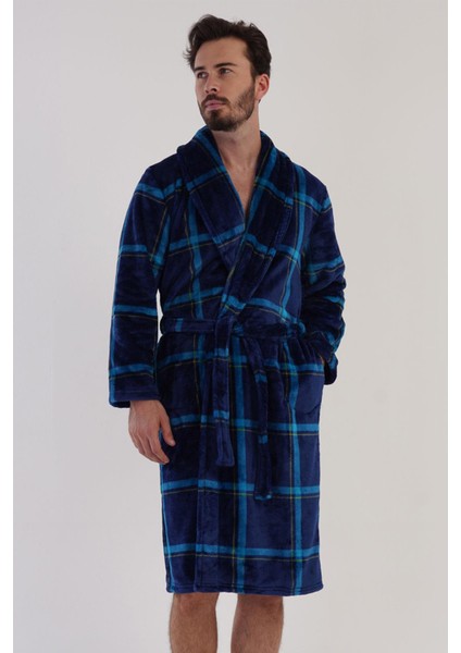 Erkek Şal Yaka Welsoft İndigo Sabahlık C3T0N3O087