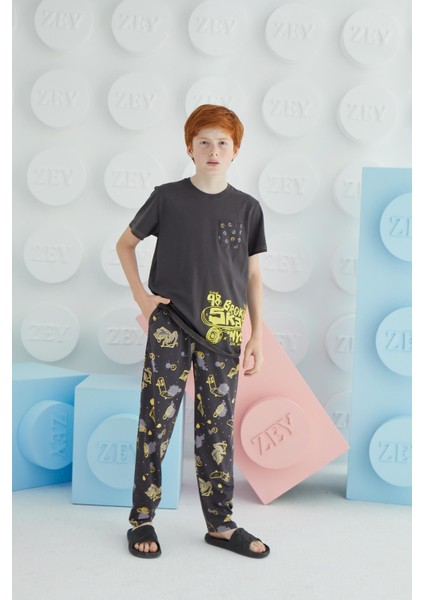 Erkek Çocuk Kısa Kol Antrasit Pijama Takım C9T5N68