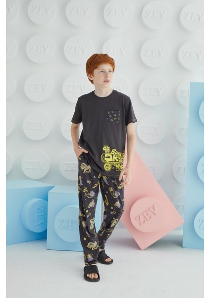 Erkek Çocuk Kısa Kol Antrasit Pijama Takım C9T5N68