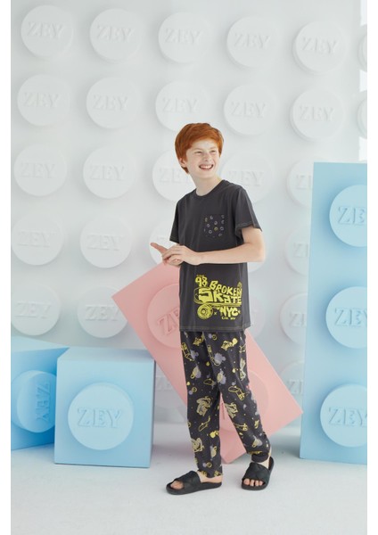 Erkek Çocuk Kısa Kol Antrasit Pijama Takım C9T5N68