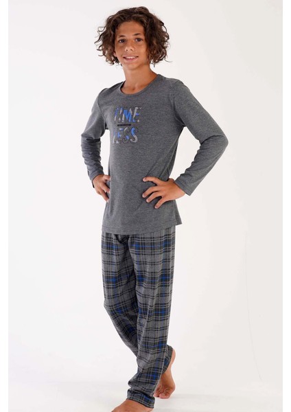 Erkek Çocuk Uzun Kol Gri Pijama Takımı C3T0N5O031