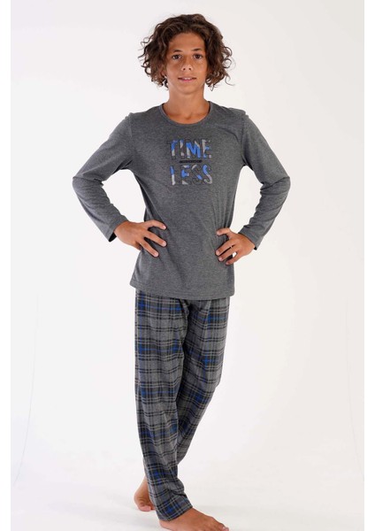 Erkek Çocuk Uzun Kol Gri Pijama Takımı C3T0N5O031