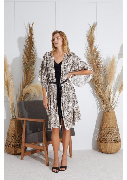 Kadın Leopar Gecelik & Sabahlık Takım C5T9N551