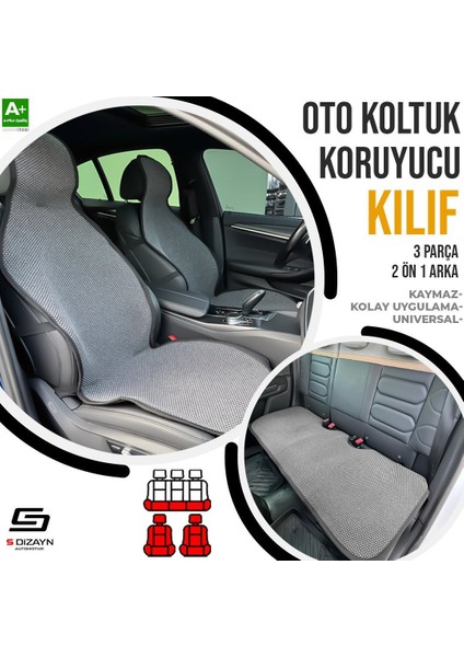 Drs Tuning S-Dizayn Oto Koltuk Koruyucu Kılıf Füme Universal 2+1 Parça Ön Arka A+ Kalite