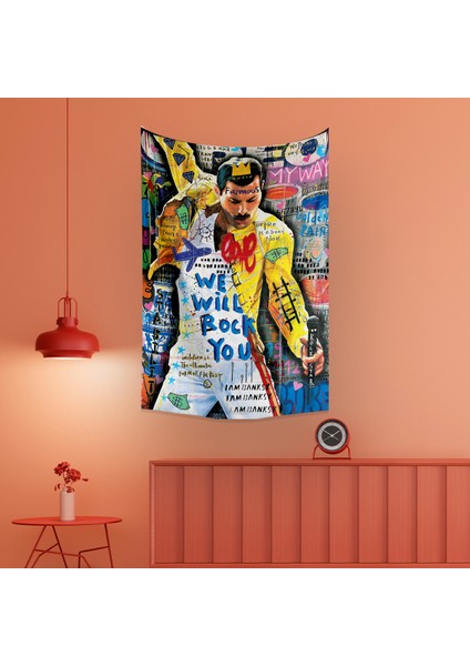 Pop Art Queen Freddie Mercury Grafiti Duvar Örtüsü Halısı