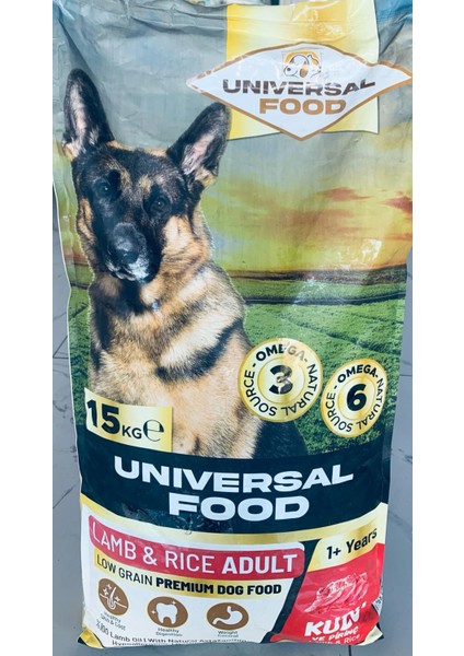 Unıversal Food Düşük Tahıllı Premium Kuzu Etli Yetişkin Köpek Maması 15 Kg. (%100 Kuzu Yağı Astaksantin içeren)