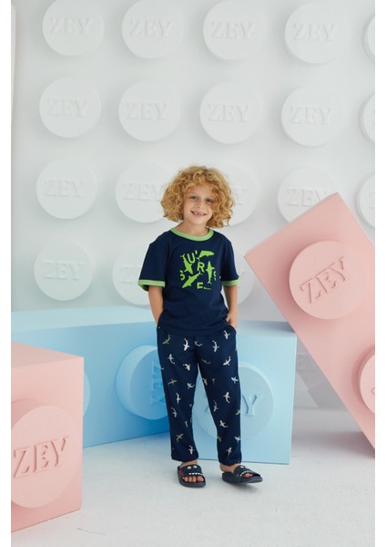 Erkek Çocuk Kısa Kol Lacivert Pijama Takım C4T6N68