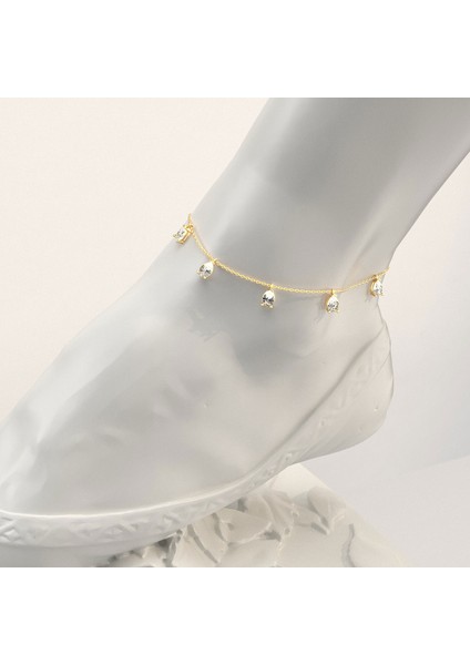 Damla Taşlı Altın Kaplama Gümüş Halhal fiyatları