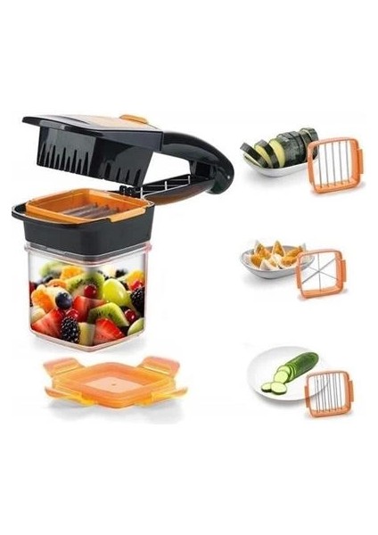Quick 5 In 1 Büyük Hazneli Pratik Hızlı Meyve Sebze Doğrayıcı Rende