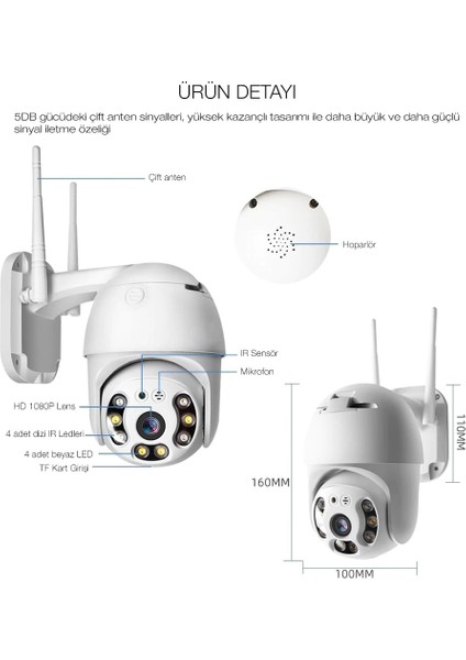 3 Adet Güvenlik Kamera Hd Lens Iç Dış Mekan Suya Danıklı Ip Wifi Network