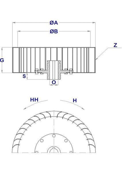 Çap 140 Boy 75 Delik 12.7 mm Sol Yön Radyal Fan Pervanesi