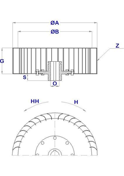 Çap 133 Boy 85 Delik 14 mm Sol Yön Radyal Fan Pervanesi