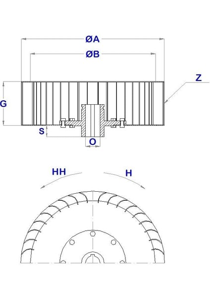 Çap 180 Boy 90 Delik 19 mm Sol Yön Radyal Fan Pervanesi