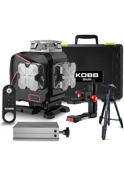 Kobb KBL36GTP Yeşil Çapraz Çizgi Lazer Distomat + Uzaktan Kumanda + Tripod + Taşıma Çantası