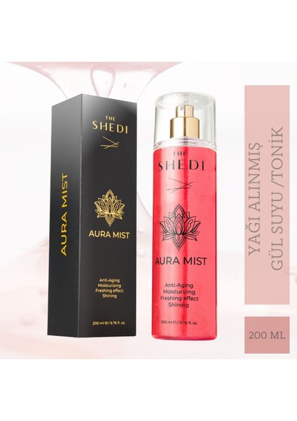 The Shedi Aura Mist Gerçek Gül Suyu İçeren Yüz, Boyun, Dekolte ve Saç Spreyi