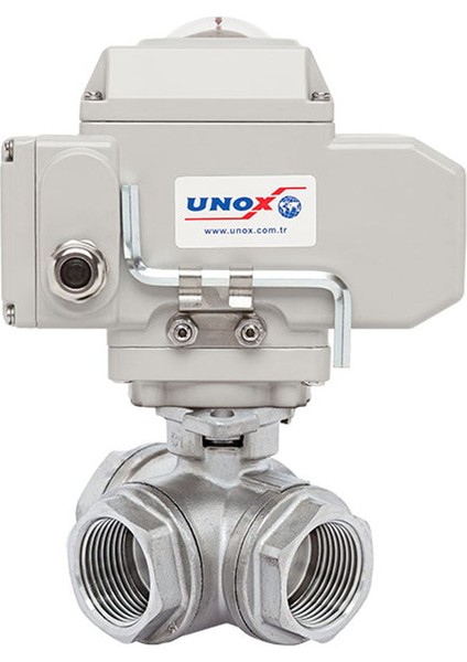 DN40 - 1 1/2" 24 V Dc Elektrikli Aktüatörlü Dişli Küresel Vana 3 Yollu T Port