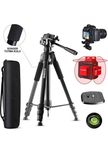 Kobb KBL20T 160CM Su Terazili Profesyonel Alüminyum Lazer Tripod