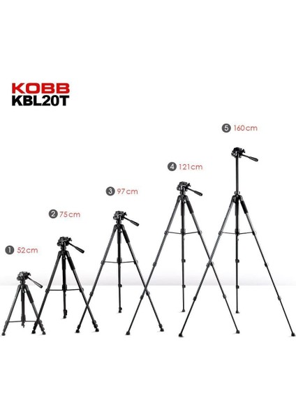 Kobb KBL20T 160CM Su Terazili Profesyonel Alüminyum Lazer Tripod