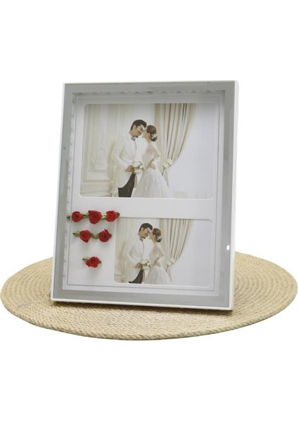 LED Işıklı 2’li Fotoğraf Çerçevesi Beyaz 20*25 cm