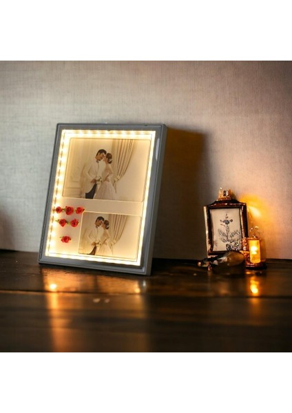 LED Işıklı 2’li Fotoğraf Çerçevesi Beyaz 20*25 cm fırsatları